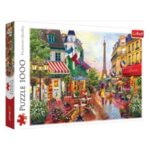 Puzzle Paris Turnul Eiffel Fata cu Caine Bistro ( 1000 de piese) - Trefl