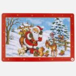 Puzzle de Craciun pe Carton Mos Craciun cu Animale (24 Piese)