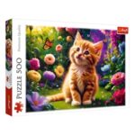 Puzzle Pisica in Gradina cu Flori (500 de piese) - Trefl