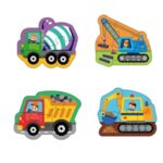 Puzzle cu 4 Vehicule de Santier pentru Bebelusi (16 piese)