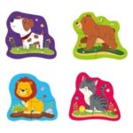 Puzzle cu 4 Animale pentru Copii (16 piese)
