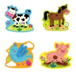 Puzzle Bebe cu 4 Animale de la Ferma (16 piese)