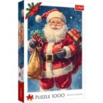 Puzzle Vintage cu Mos Craciun Sac Cadouri & Vasc (1000 de piese) - Trefl