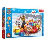 Puzzle de Craciun Paw Patrol cu Sac Plin de Cadouri (100 de piese) - Trefl