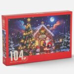 Puzzle de Craciun Casa Candy cu Mos Craciun (100 Piese)
