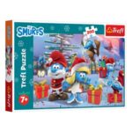 Puzzle de Craciun Strumfi cu Cadouri (200 de piese) - Trefl