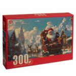 Puzzle de Craciun cu Mos Craciun in Sanie (300 de Piese)