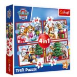 Set Puzzle 4 in 1 de Craciun cu Model Paw Patrol - Trefl