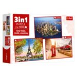 Puzzle cu 3 Imagini New York Paris Londra (3x1000 Piese) - Trefl