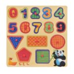 Puzzle de Lemn Cifre si Forme (15 piese) - 30x30cm