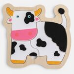 Puzzle din Lemn Vaca (4 Piese) 13,5x14cm