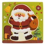 Puzzle din Lemn cu Mos Craciun 18x18cm - (3 piese)