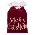 Sac de Craciun Bordo Catifelat cu Glitter Auriu & Mesaj 50x75cm