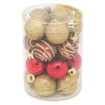 Set Globuri de Craciun Rosii Maro Glitter Auriu Ø3cm - 20buc