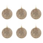 Set Globuri de Craciun Bej Sampanii cu Glitter Ø8cm - 6buc