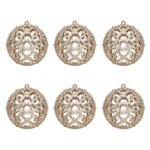Set Globuri de Craciun Bej Glitter Ø8cm - 6buc