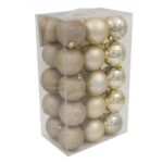 Set Globuri de Craciun Bej Lampanie Mat Stralucitoare si cu Glitter Ø7cm - 30buc