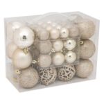 Set Globuri de Craciun Bej Mat Stralucitoare Glitter 3-4-6cm - 50buc