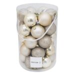 Set Globuri de Craciun Bej Mat Stralucitoare Glitter Ø7cm - 30buc