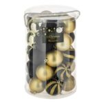 Set Globuri de Craciun Negre Aurii Mate Lucioase cu Glitter Ø7cm & Beteala - 31buc