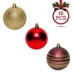 Set Globuri de Craciun Rosii Bej Maro Glitter Ø7cm - 12buc