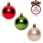Set Globuri de Craciun Rosii Bej Verzi 5cm - 12buc