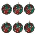 Set Globuri de Craciun Rosii Carouri Ø8cm - 6buc