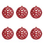 Set Globuri de Craciun Rosii cu Glitter Model Perforat Ø10cm - 6buc