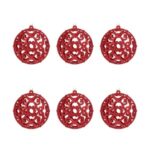 Set Globuri de Craciun Rosii Glitter Ø6cm - 6buc