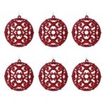 Set Globuri de Craciun Rosii Glitter Ø8cm - 6buc