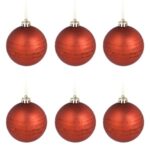 Set Globuri de Craciun Rosii Mat Glitter Ø8cm - 6buc