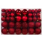 Set Globuri de Craciun Rosii Mat Stralucitoare Glitter 3-4-6cm - 100buc