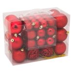 Set Globuri de Craciun Rosii Mat Stralucitoare Glitter 3-4-6cm - 50buc