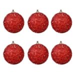 Set Globuri de Craciun Rosii cu Beteala Ø8cm - 6buc