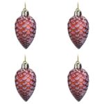 Set Ornamente de Craciun Conuri Rosii Ninse 7cm - 4buc