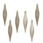 Set Ornamente de Craciun Turturi Bej Mat Stralucitori Glitter 16cm - 6buc