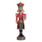Decoratiune de Craciun Figurina 3D Caine cu Uniforma de Soldat din Polyresin 11x9x37cm