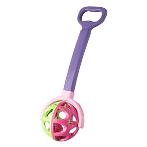 syromeni-roda-epekt.cherouli-mov-roz-list.jpg Roata de Impins din Plastic cu Maner Extensibil Mov Roz 61cm - Image 1