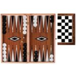 Joc Table - Sah din Lemn cu Piese Negre & Pion 37x37cm