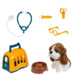 Jucarie Transportator Galben Bleu pentru Caine cu 9 Accesorii